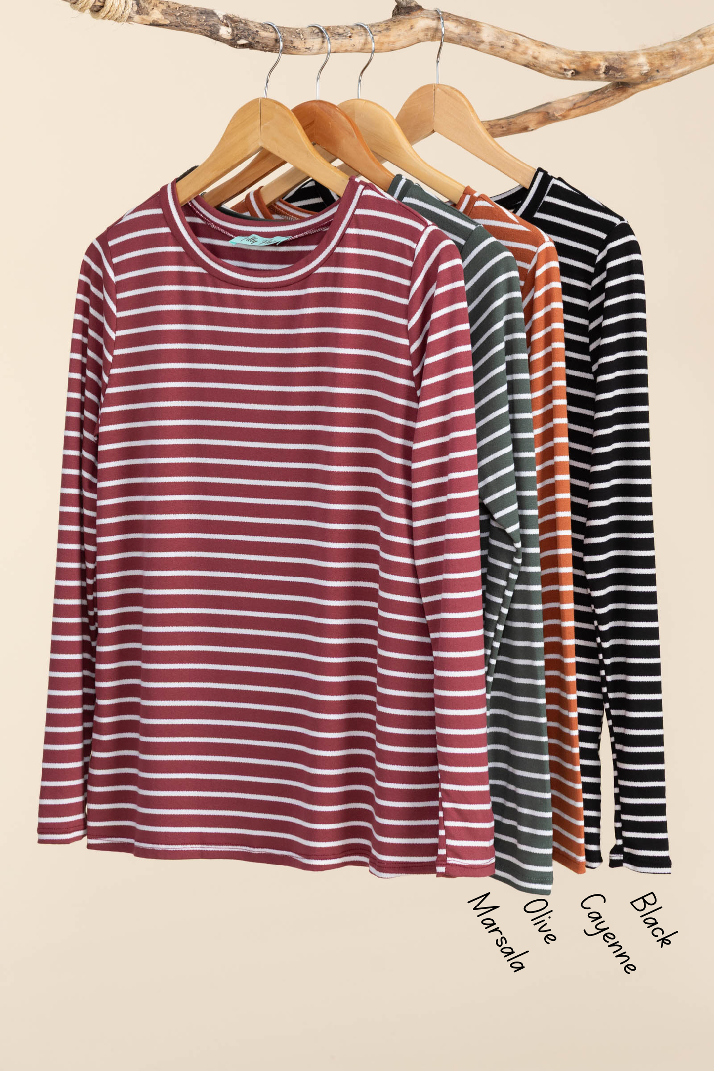 Striped Long Sleeve Knit Tops