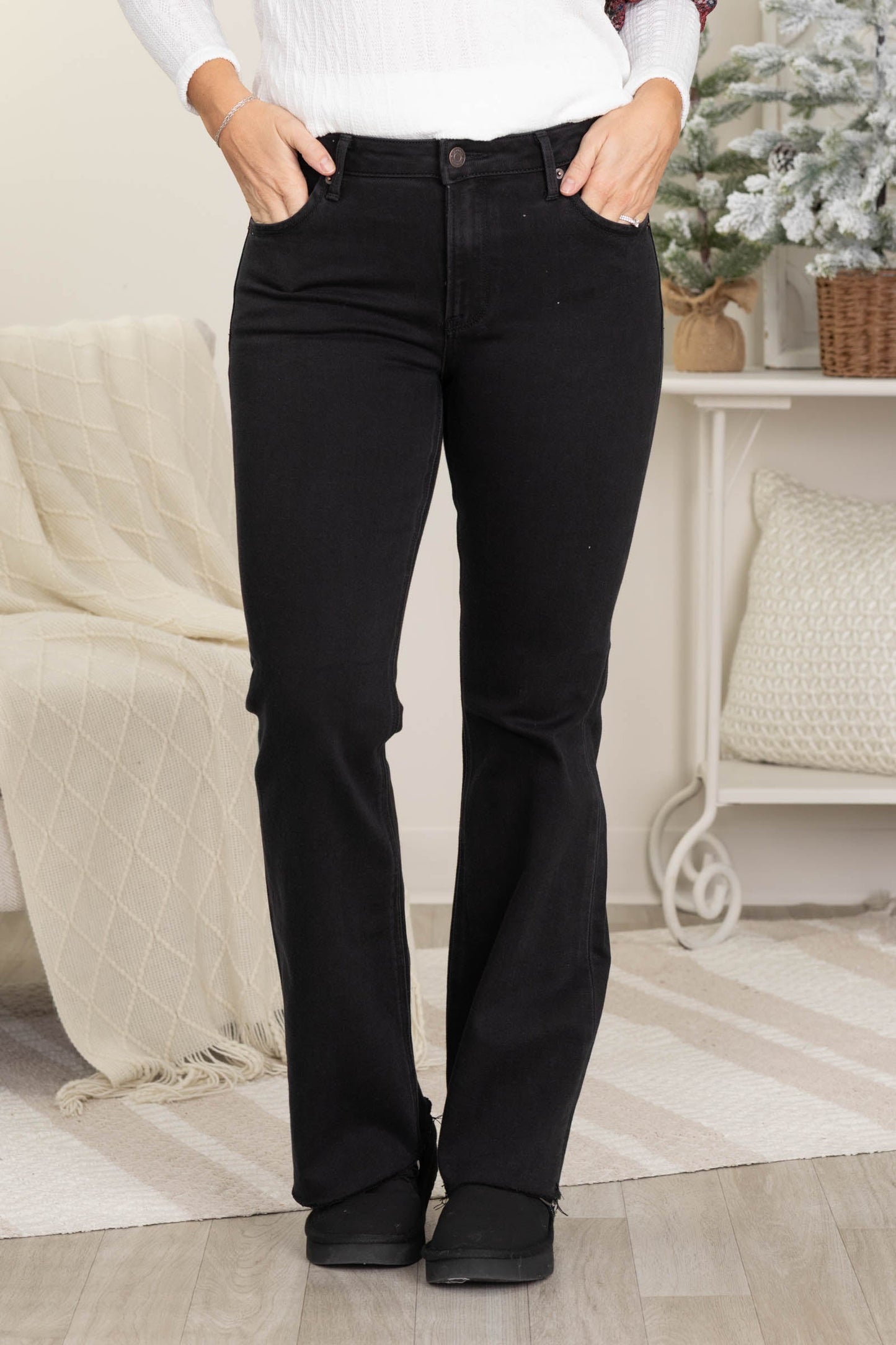 J21 Black Wash Mid Rise Bootcut Jeans