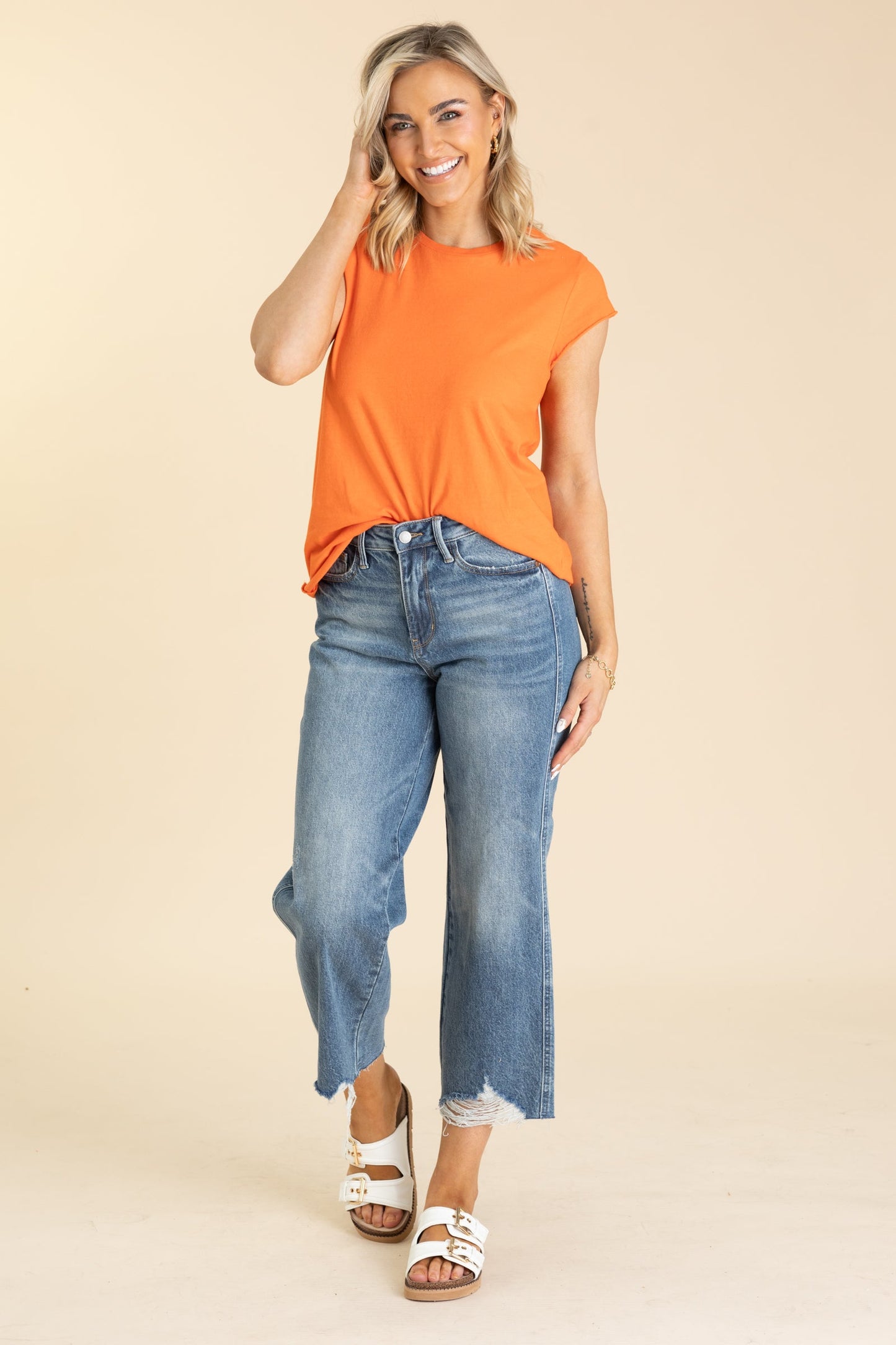 Soft Cap Sleeve Knit Tee