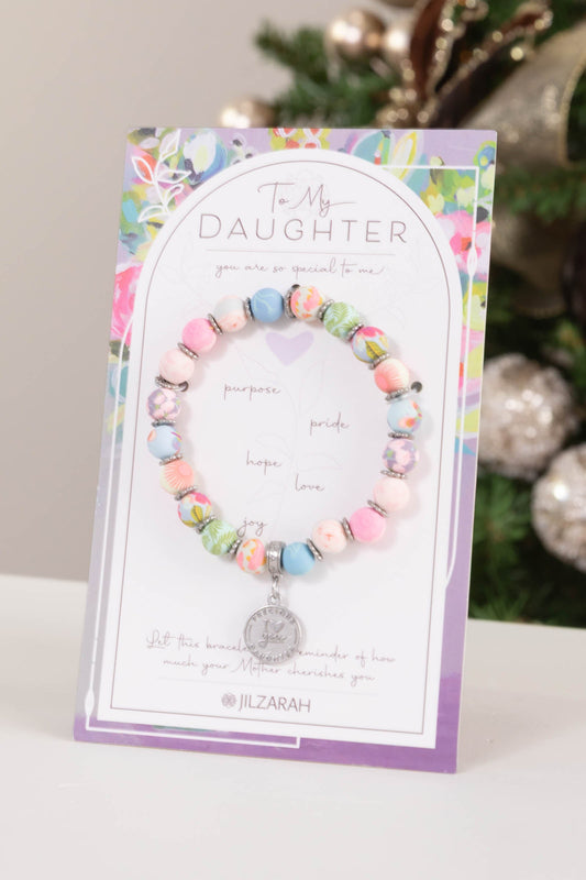 Love You Daughter Clay Beaded Bracelet