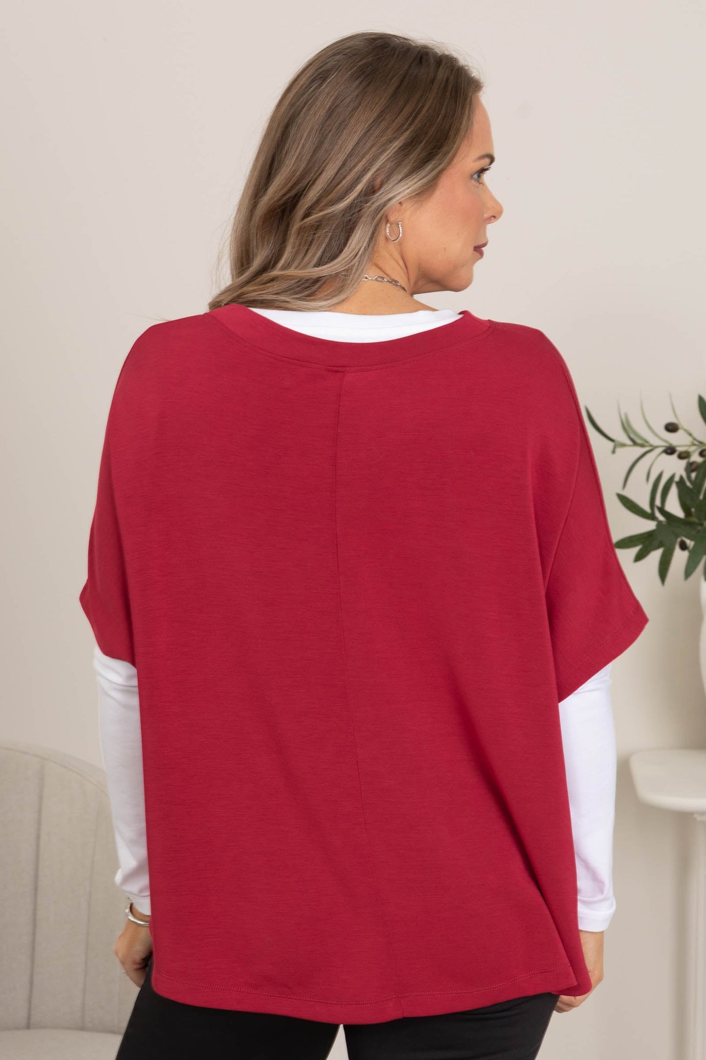 Boat Neck Dolman Sleeve Relaxed Fit Top