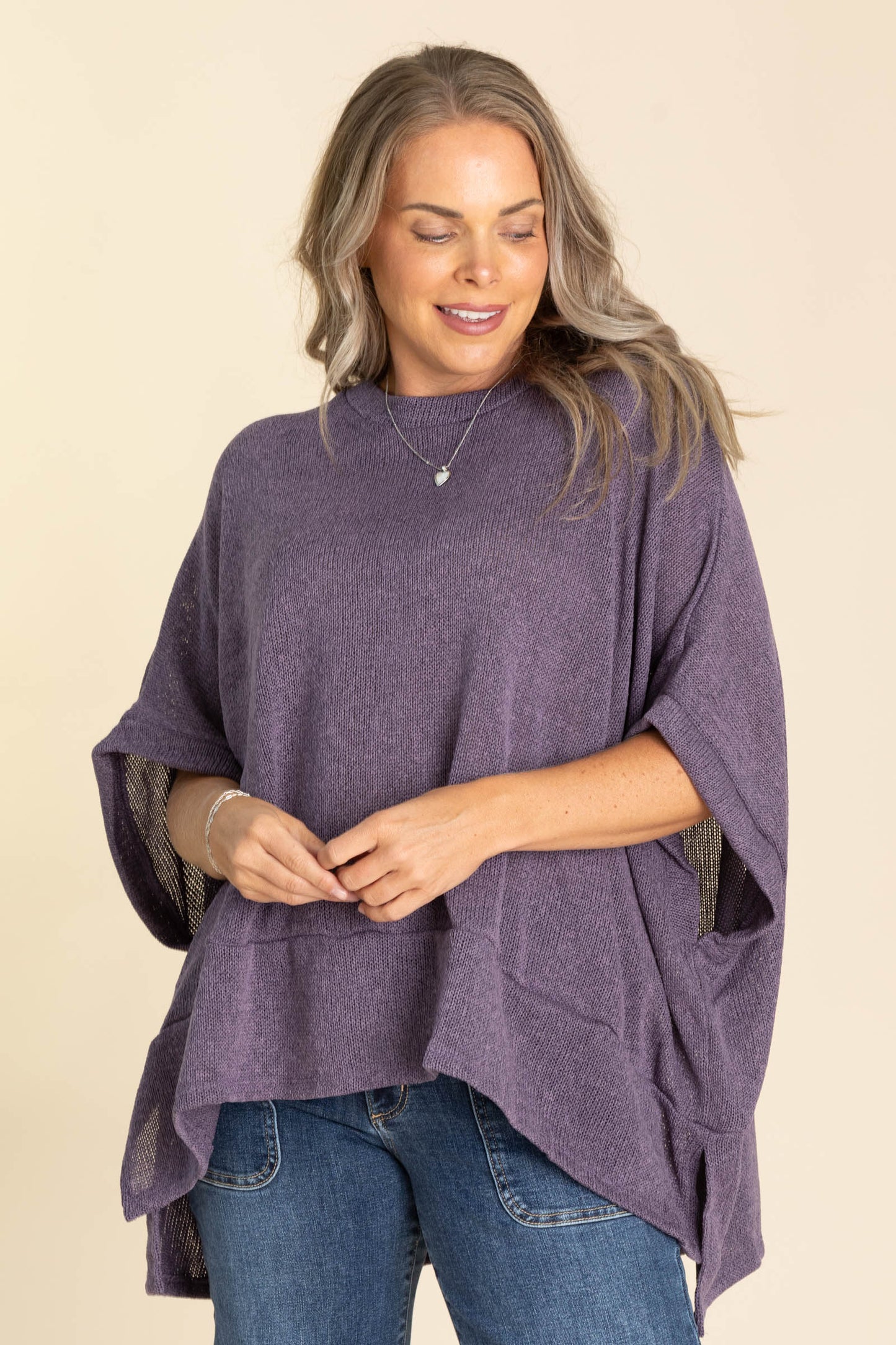 Oversized Poncho Sweater Knit Tops