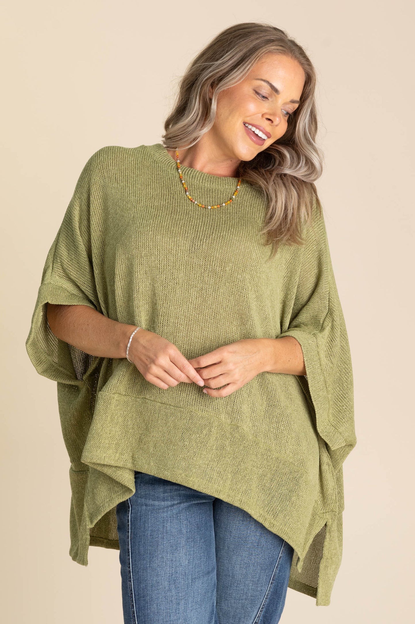 Oversized Poncho Sweater Knit Tops