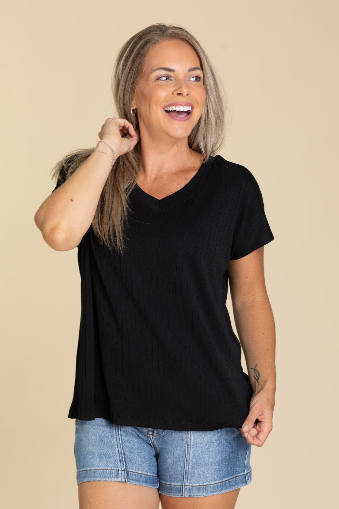 Ribbed V-Neck Top