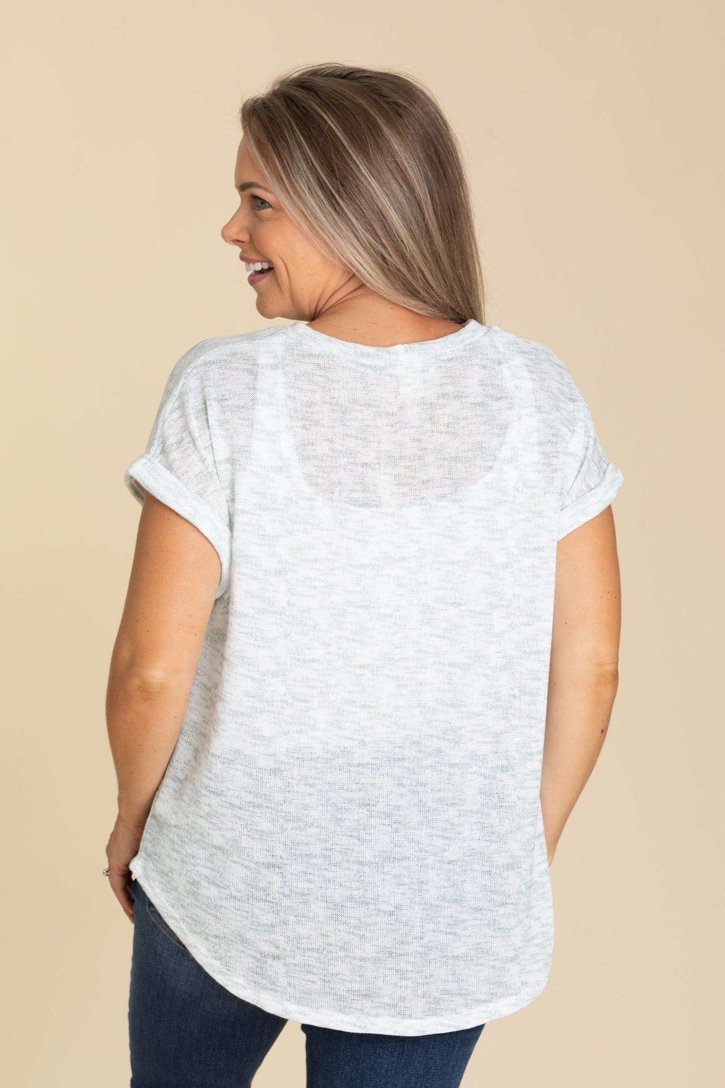 Relaxed Fit Marled Texture Knit Tops