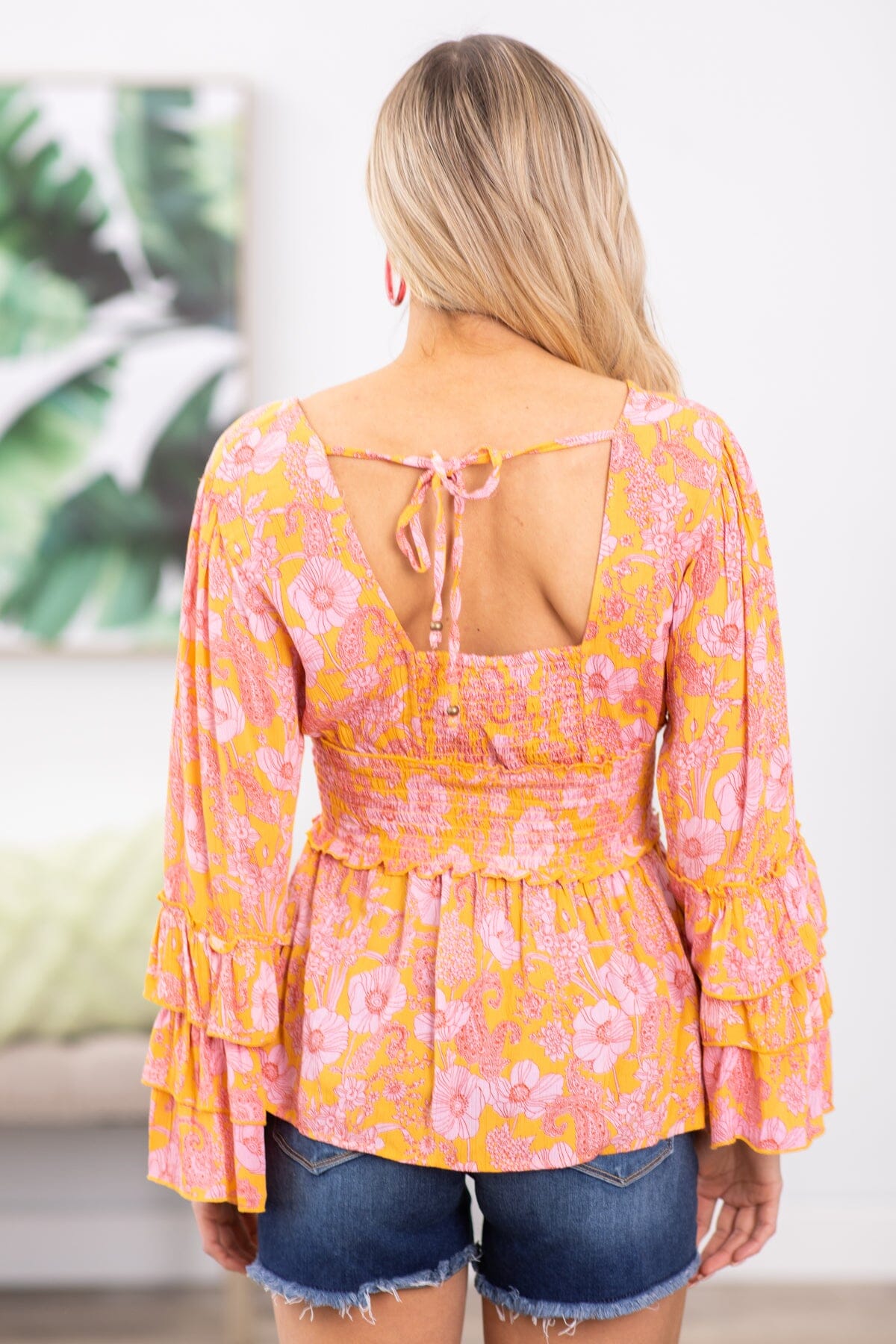 Orange and Pink Flower Top