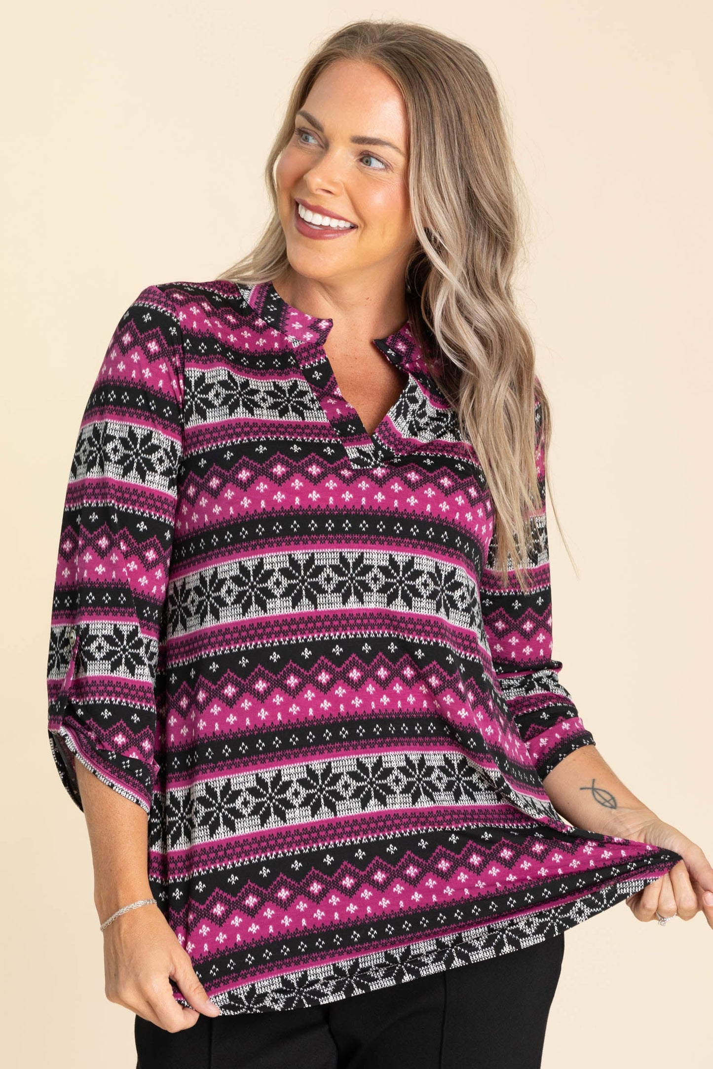 Violet Snowflake Lizzy Wrinkle Free Top