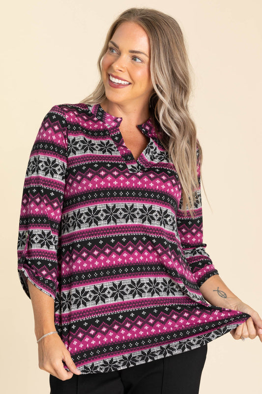 Violet Snowflake Lizzy Wrinkle Free Top