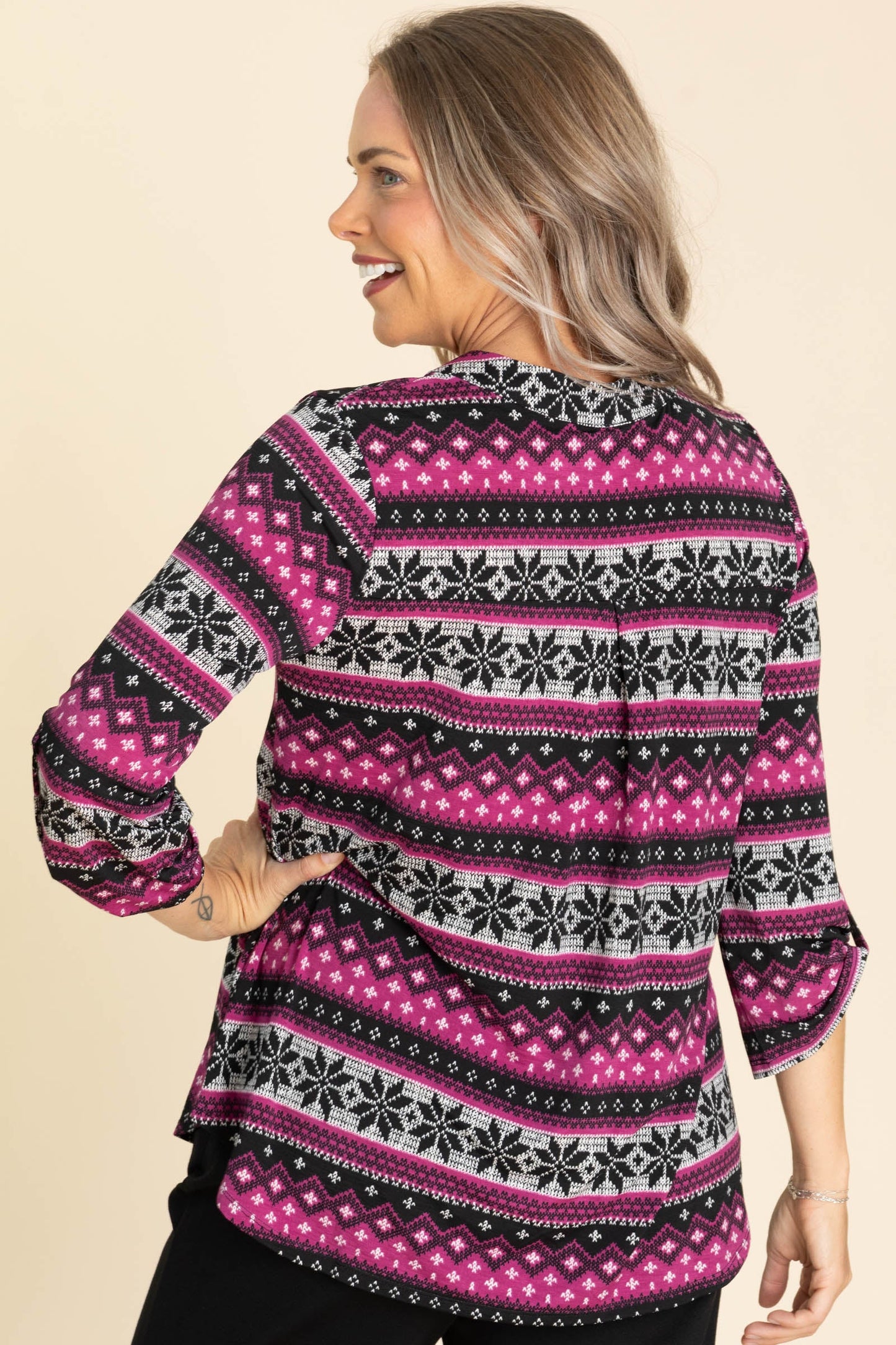 Violet Snowflake Lizzy Wrinkle Free Top