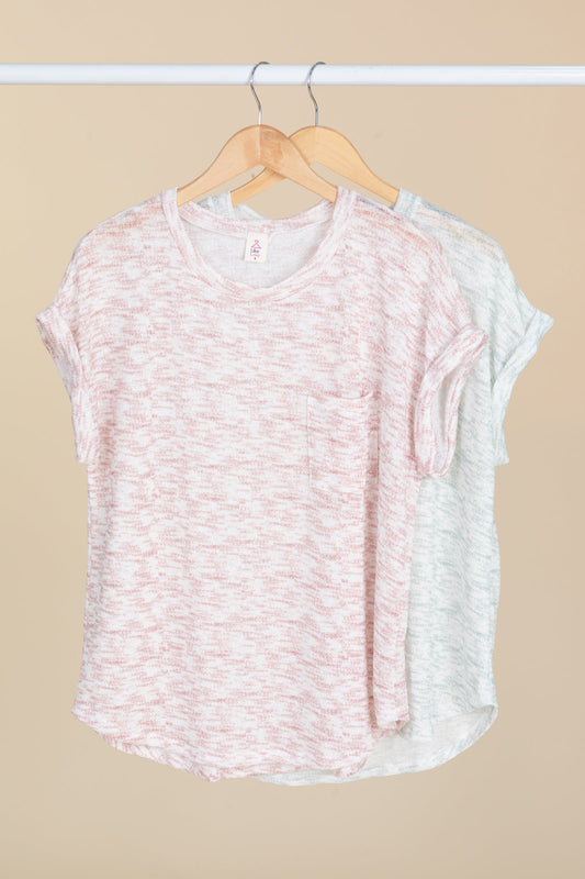 Relaxed Fit Marled Texture Knit Tops