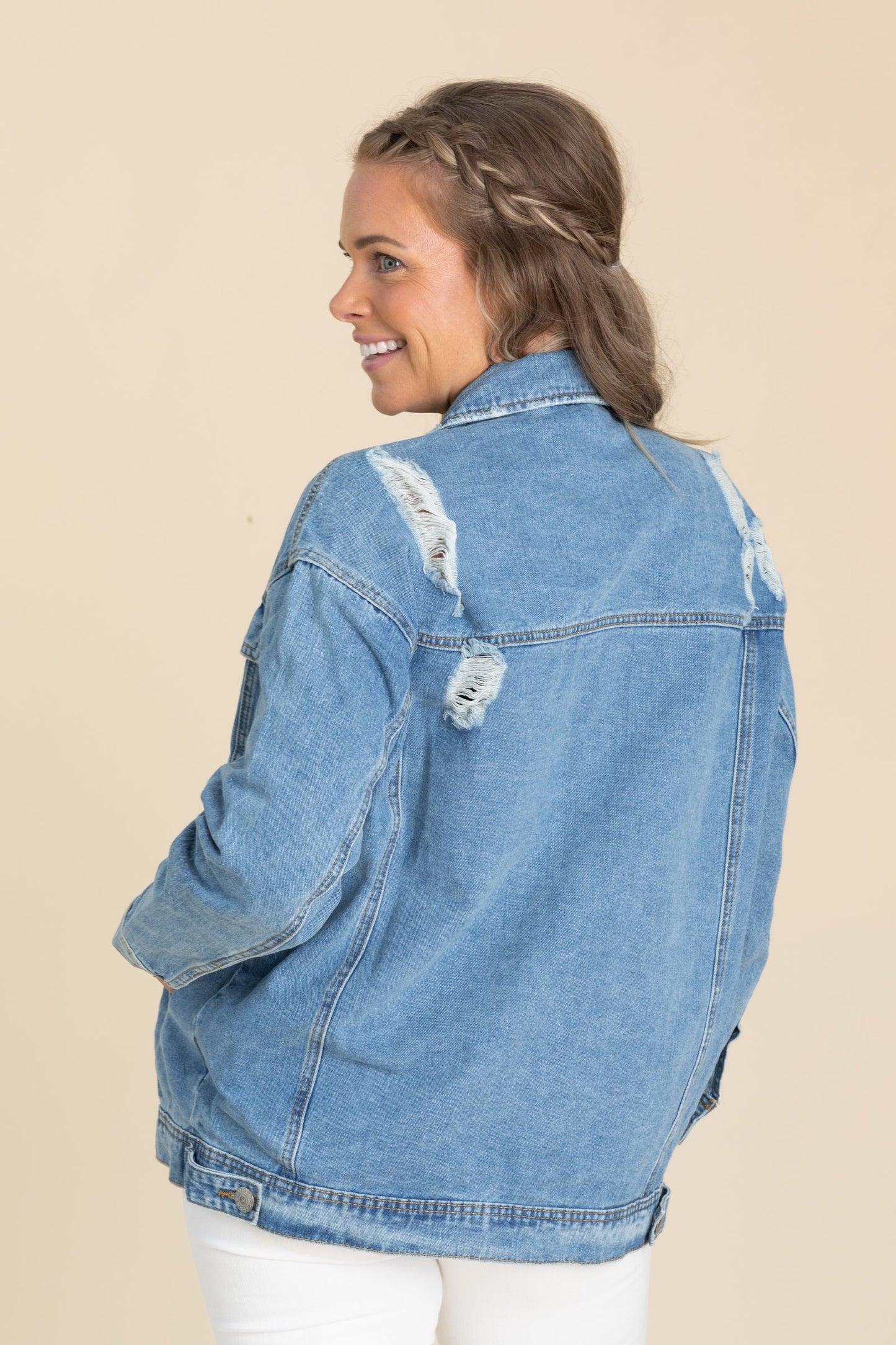 Denim Button Up Boyfriend Fit Jackets
