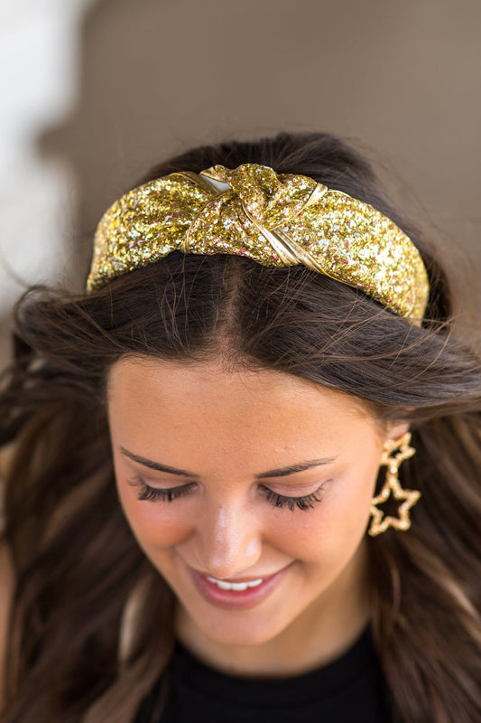 Gold Glitter Knot Headband