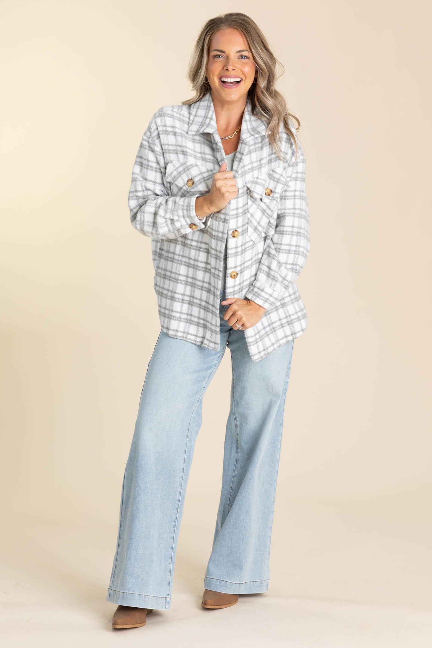 Soft Plaid Button Down Shackets