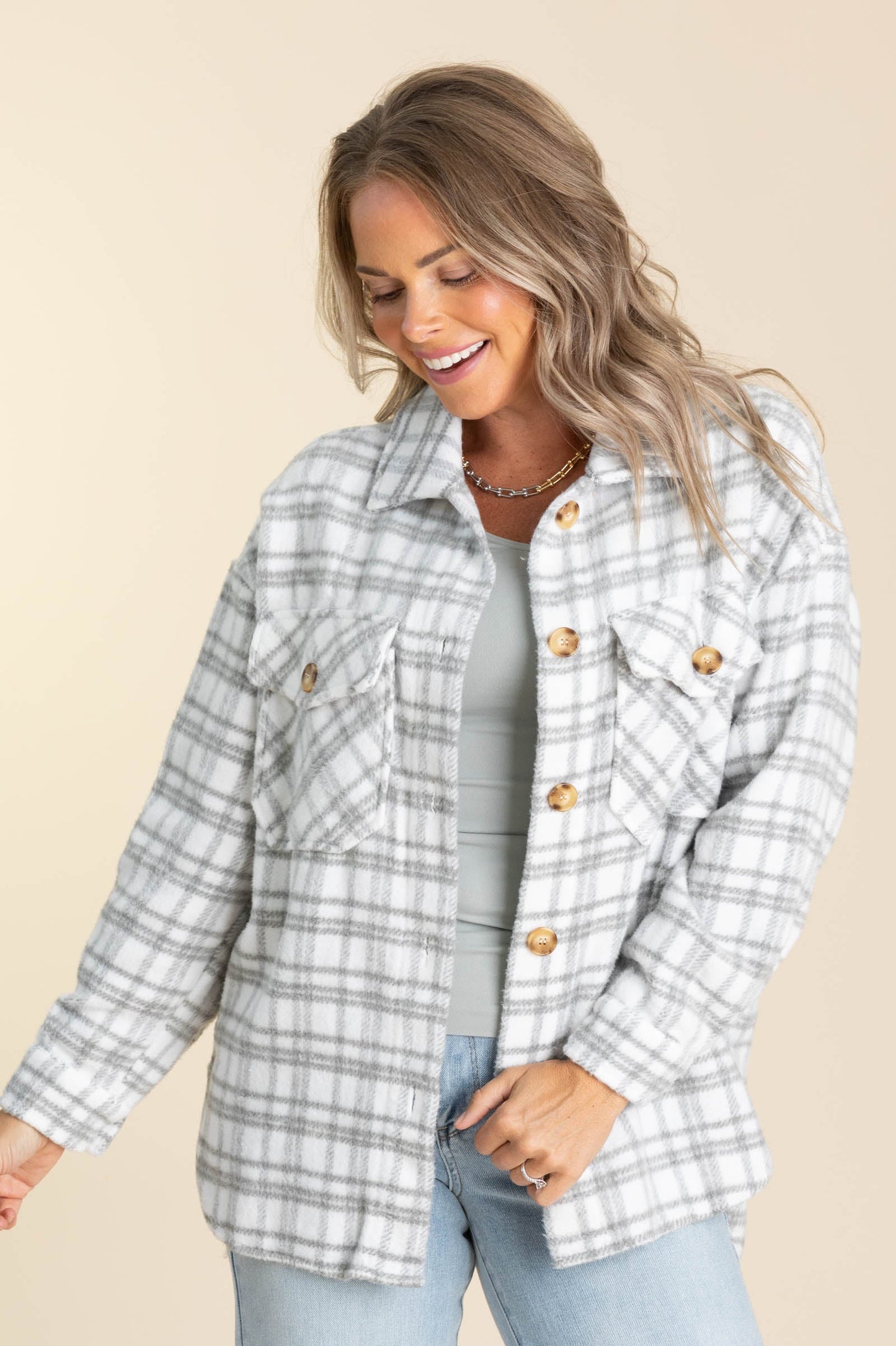 Soft Plaid Button Down Shackets