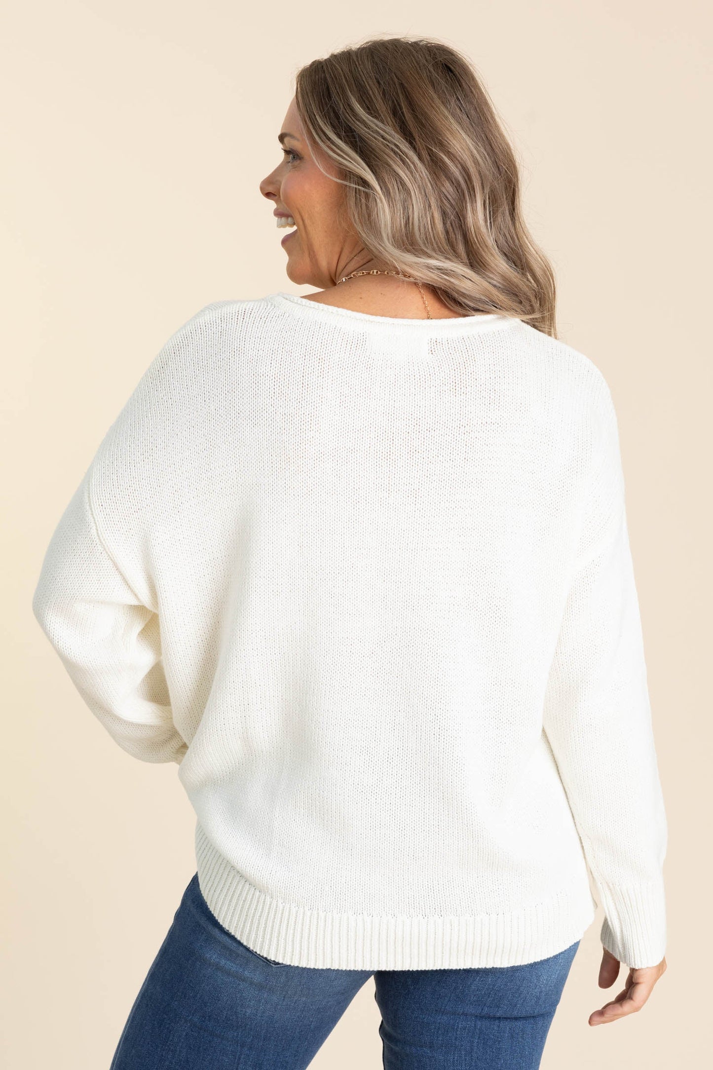 Ivory Western Boot Jacquard Knit Sweater