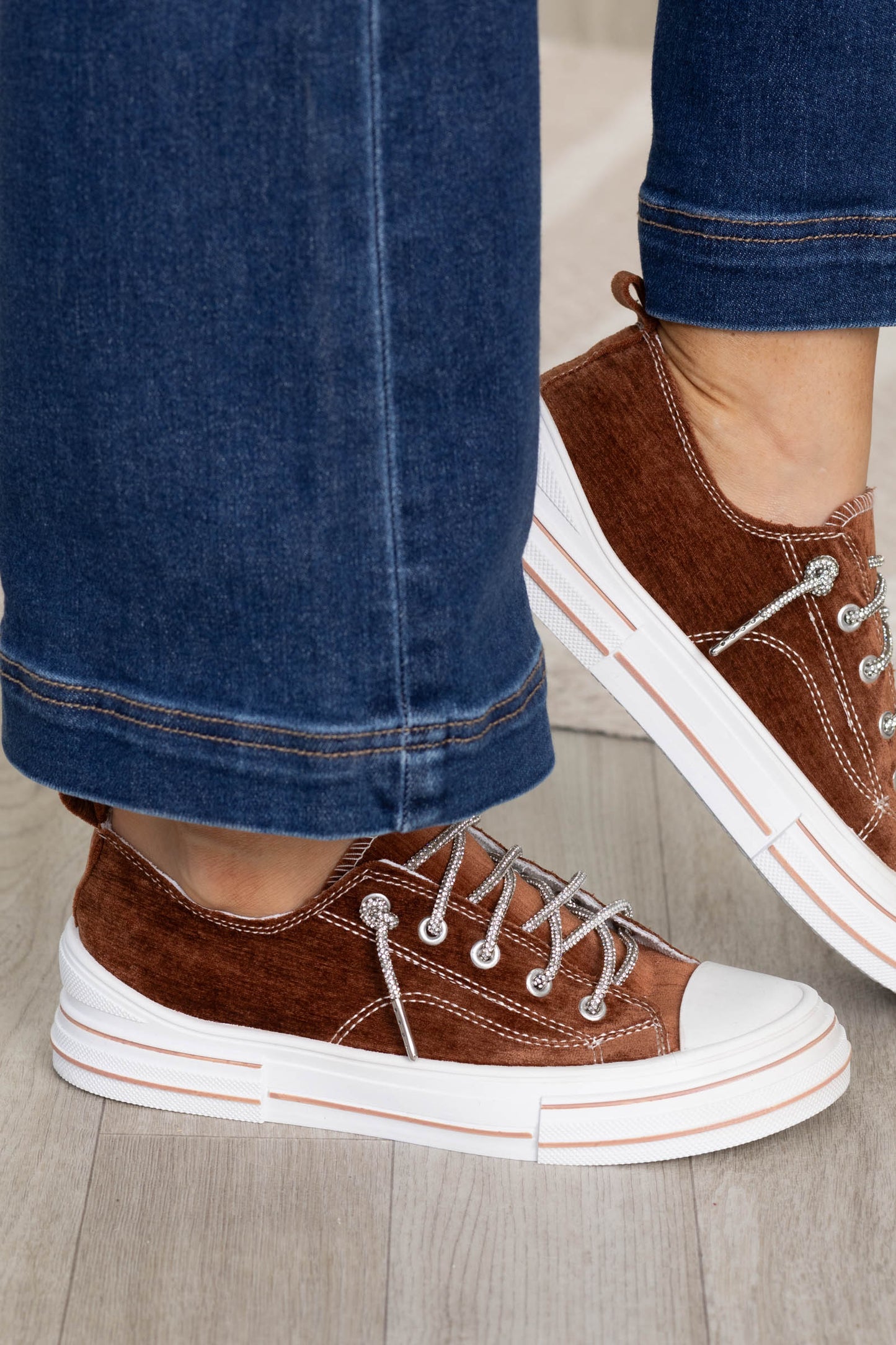 Platform Sneakers With Sparkle Laces