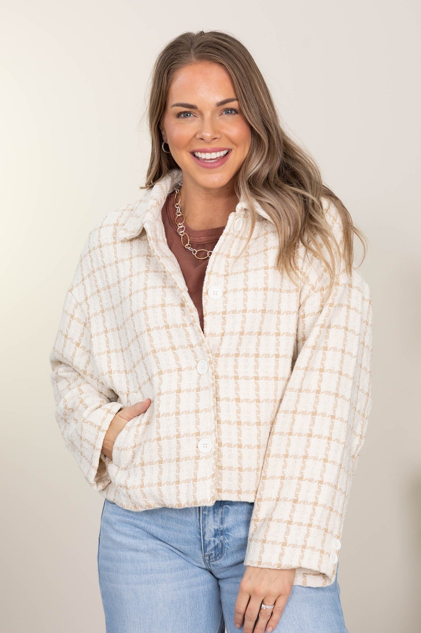 Tweed Plaid Oversized Jackets