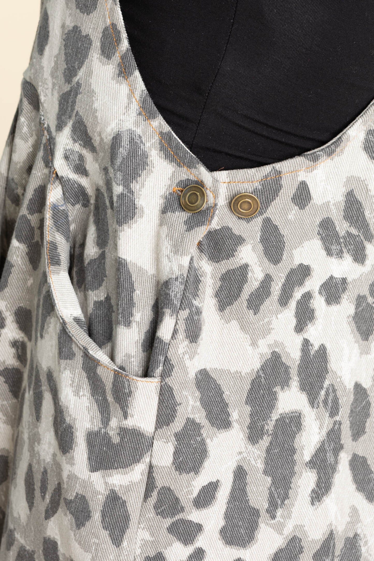 Beige Grey Animal Wide Leg Jumpsuit