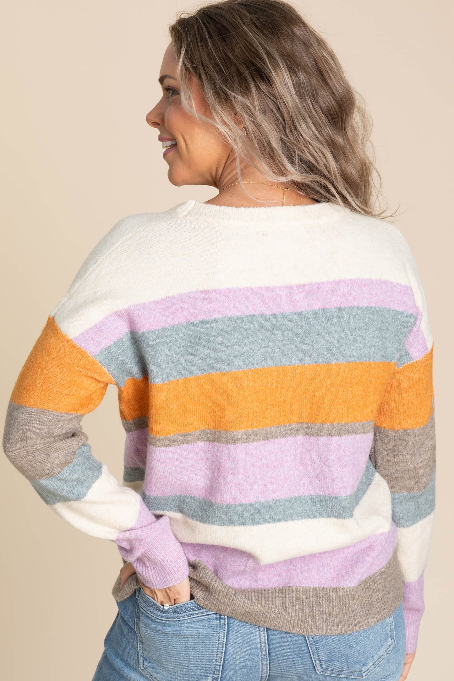 Multi Colorblock Stripe Pullover Sweaters