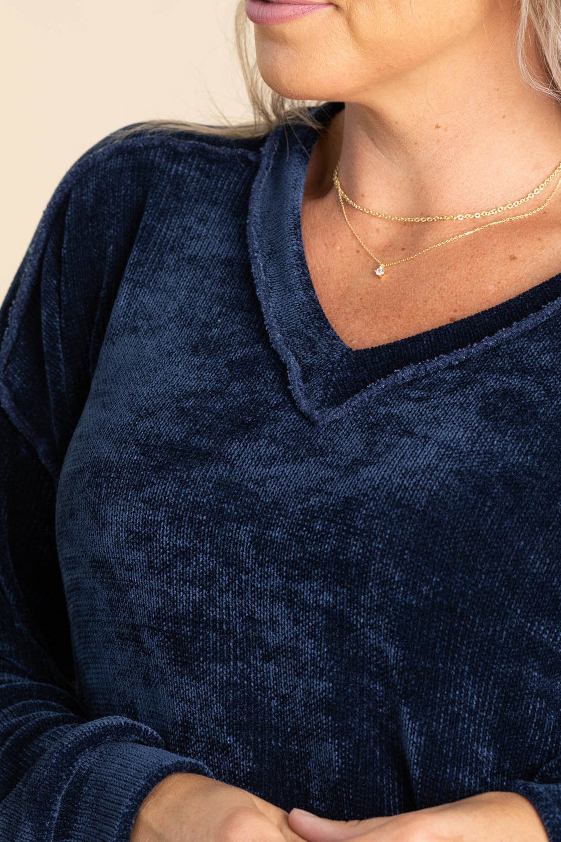 Chenille V-Neck Comfy Knit Tops