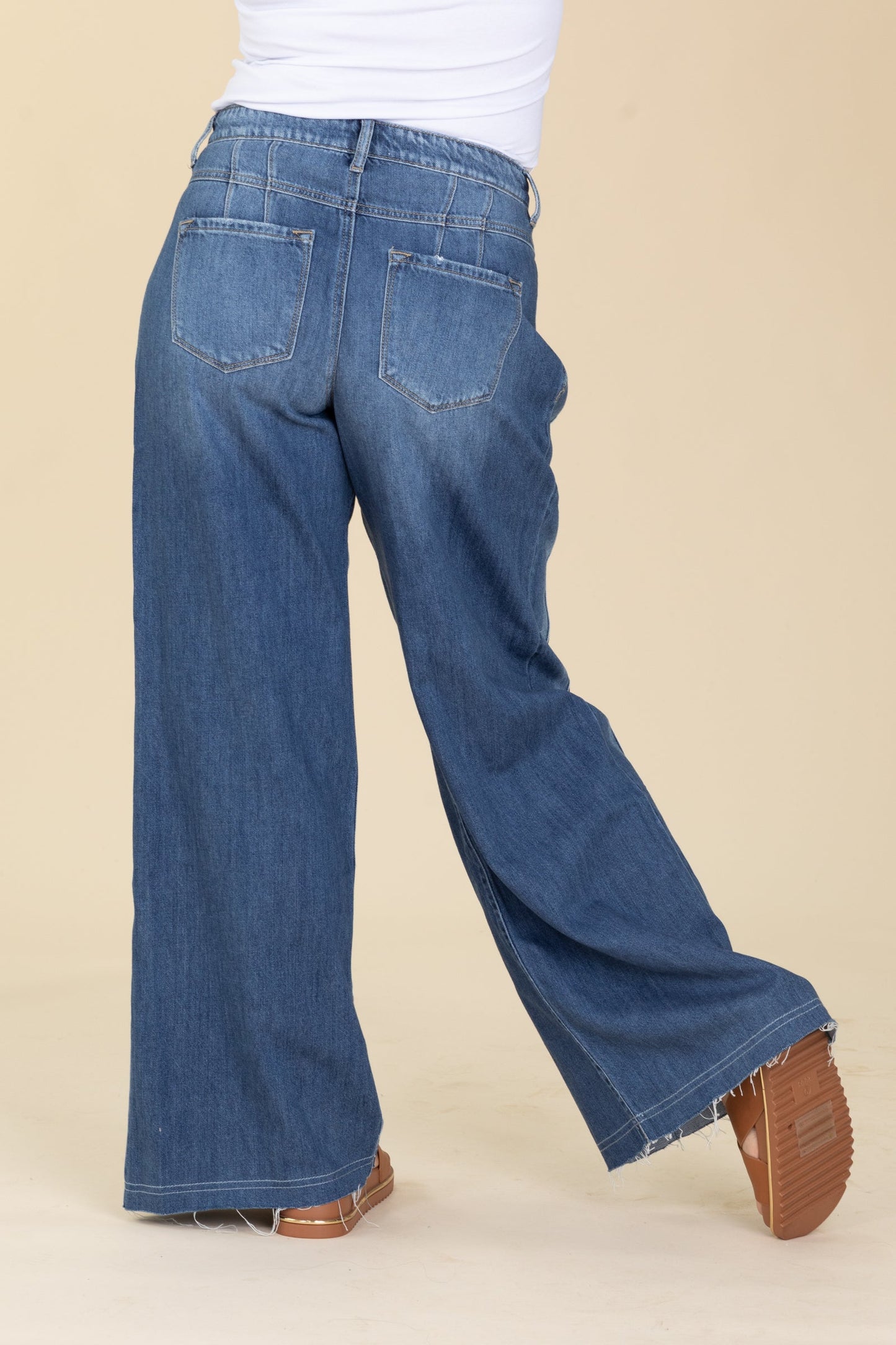KanCan Dark High Rise Pleat Wide Leg Jeans