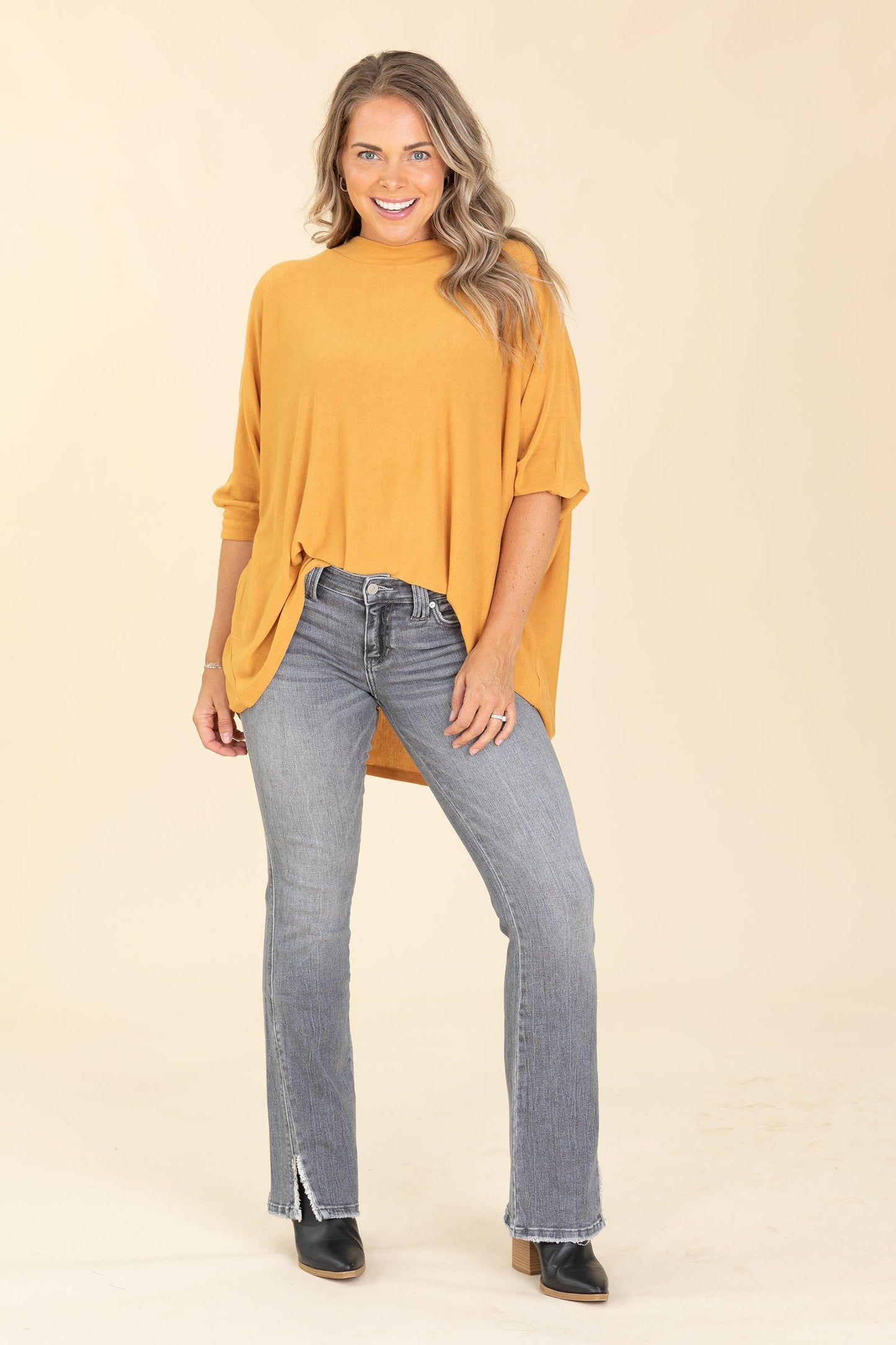 Boatneck Dolman Quarter Sleeve Knit Tops