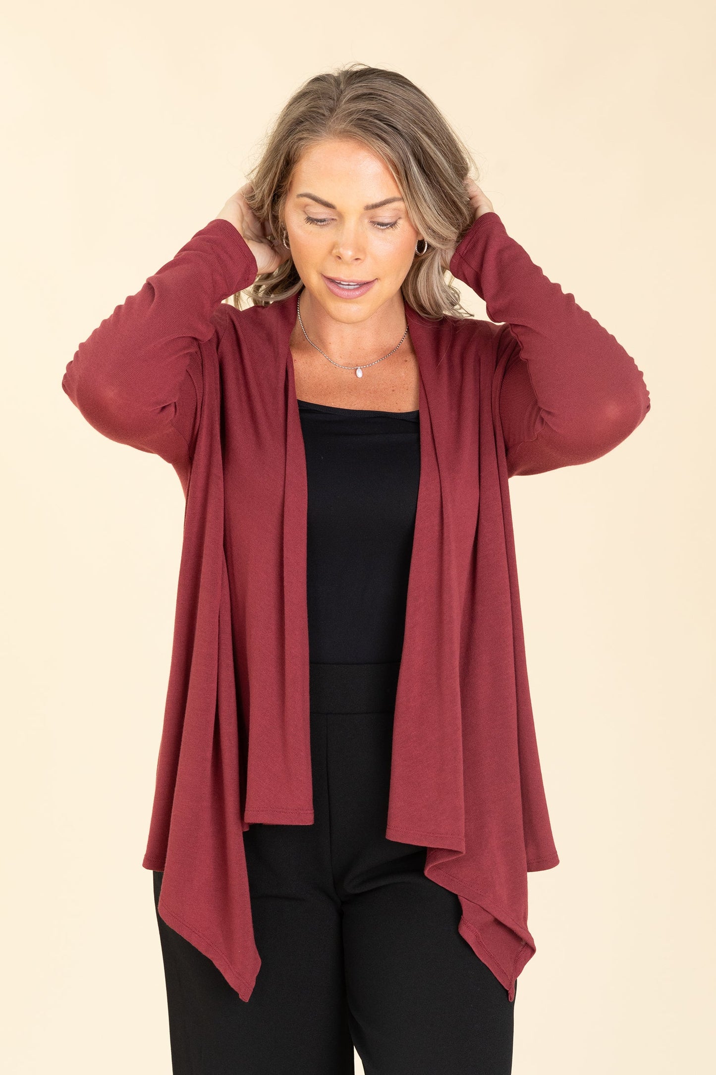 Open Knit Drape Front Cardigans