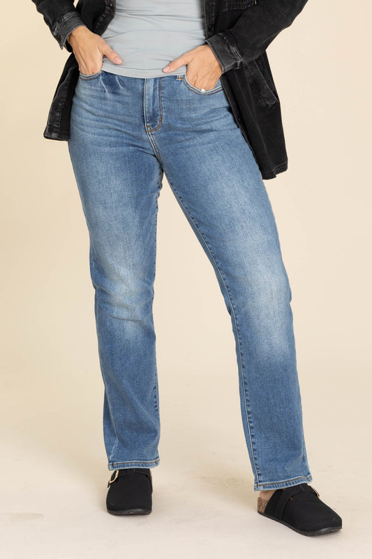 Judy Blue Vintage Wash Thermal Straight Jeans