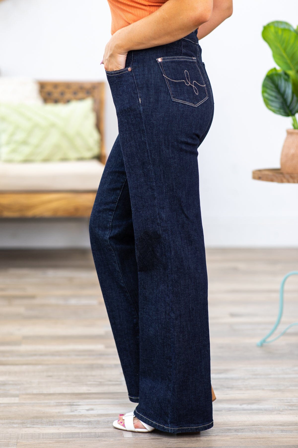 Judy Blue Dark Washed Wide Leg Jeans