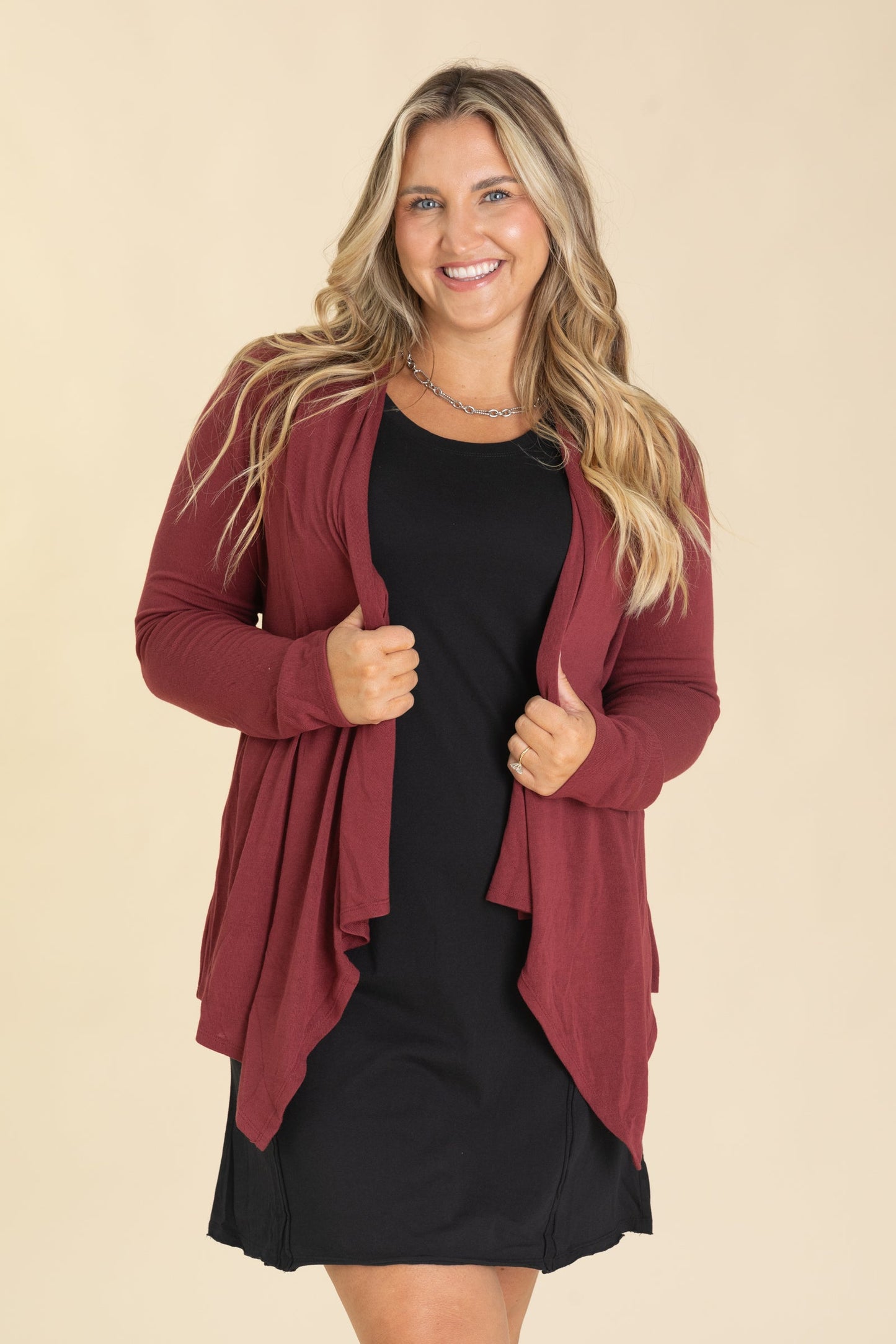 Open Knit Drape Front Cardigans