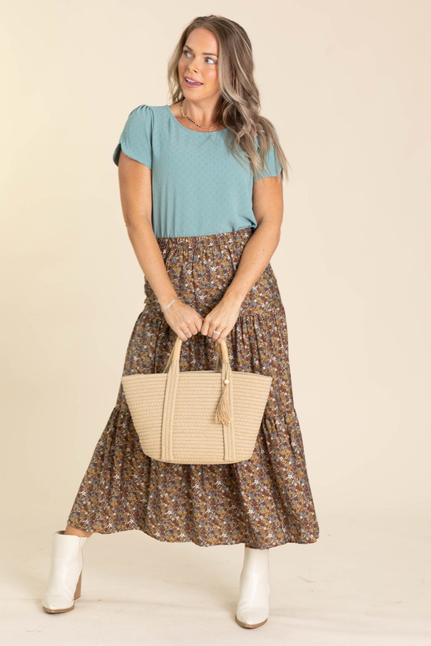 Seafoam Solid Jacquard Woven Top