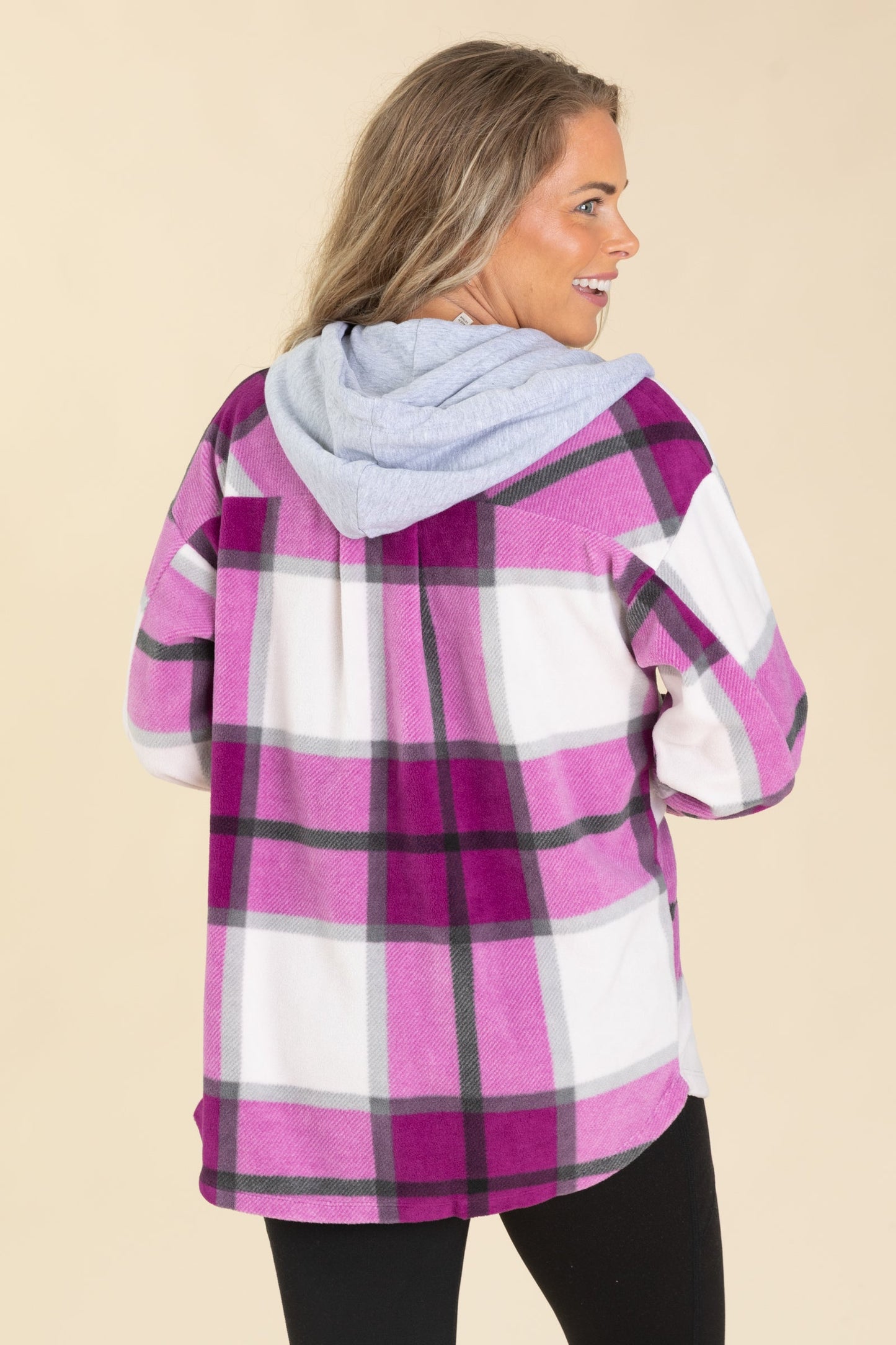 Plaid Fleece Shackets With Hood