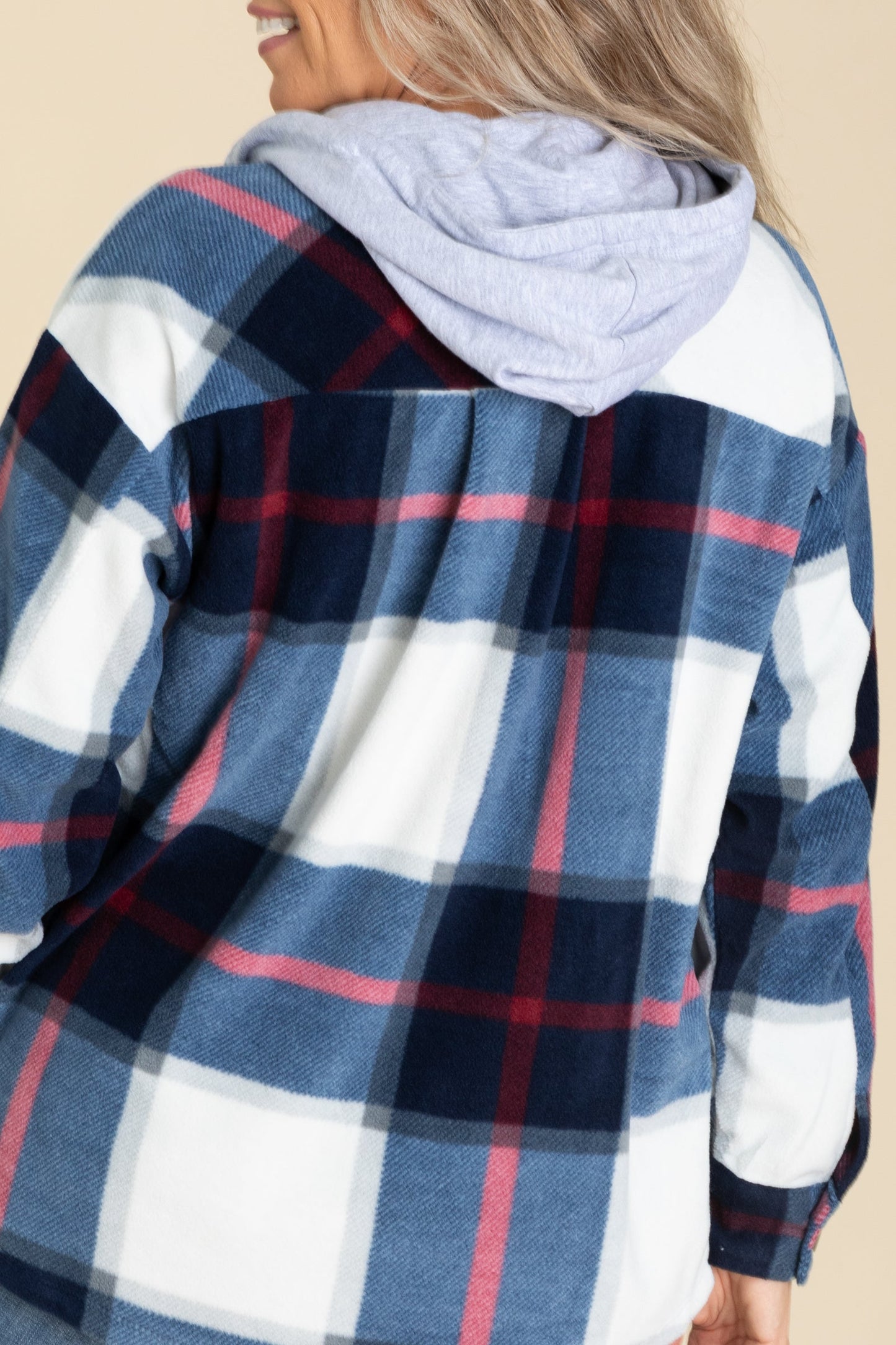 Plaid Fleece Shackets With Hood
