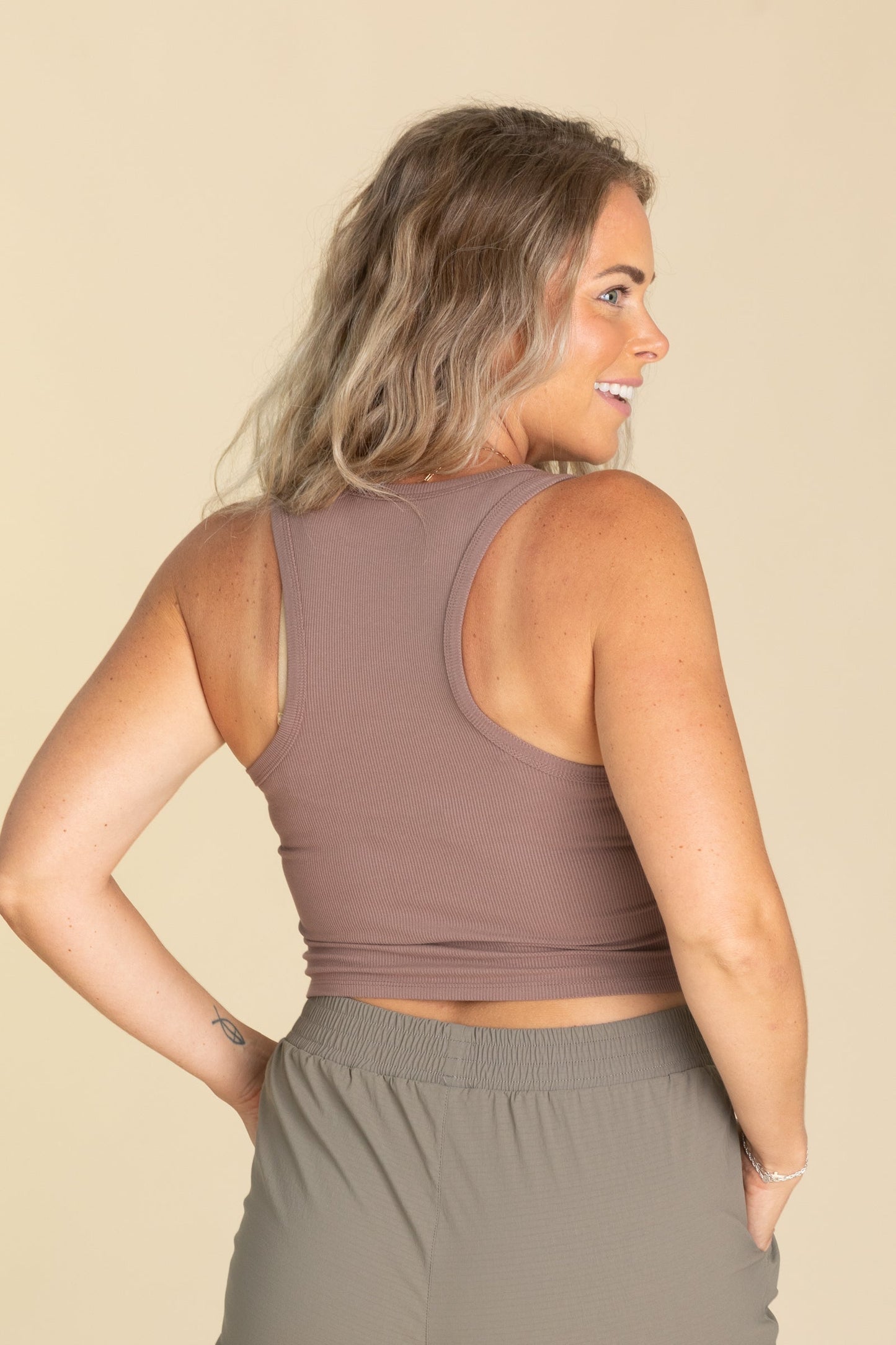 Essential Micro-Ribbed Racer Tank Top