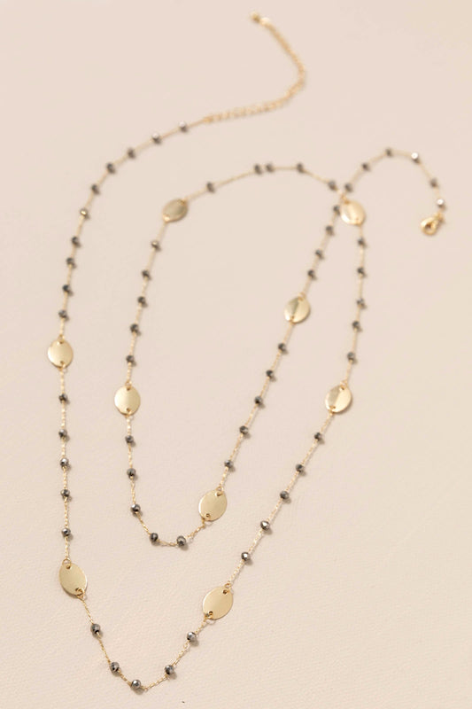 Lorie's Long and Gold Disc Chain Necklaces