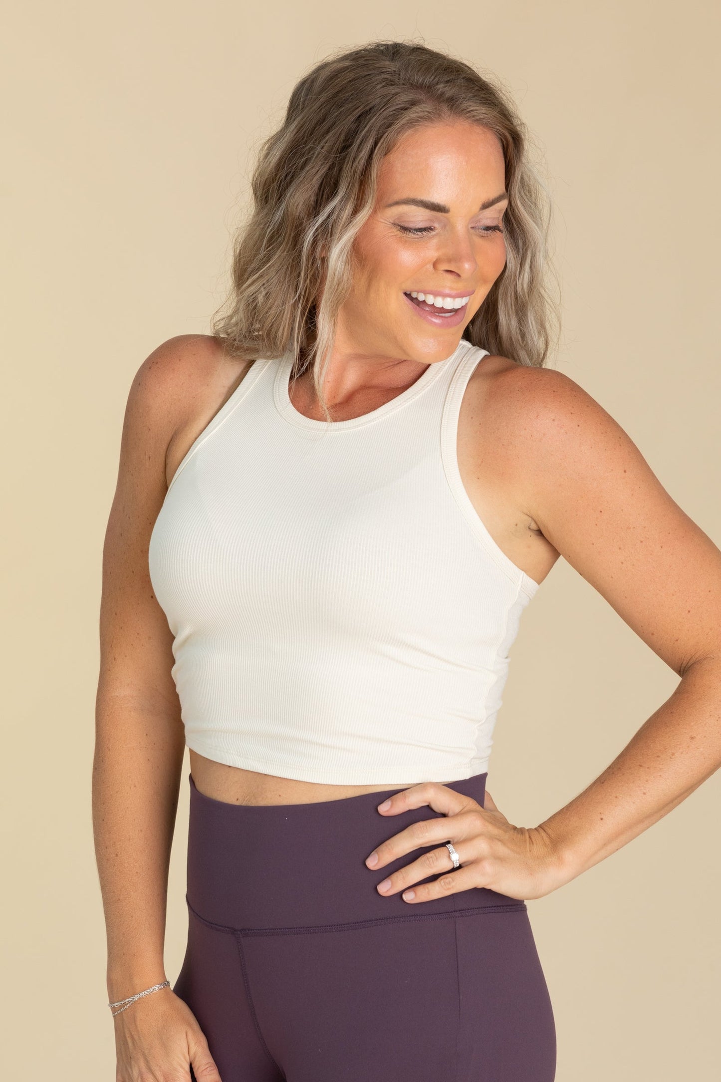 Essential Micro-Ribbed Racer Tank Top