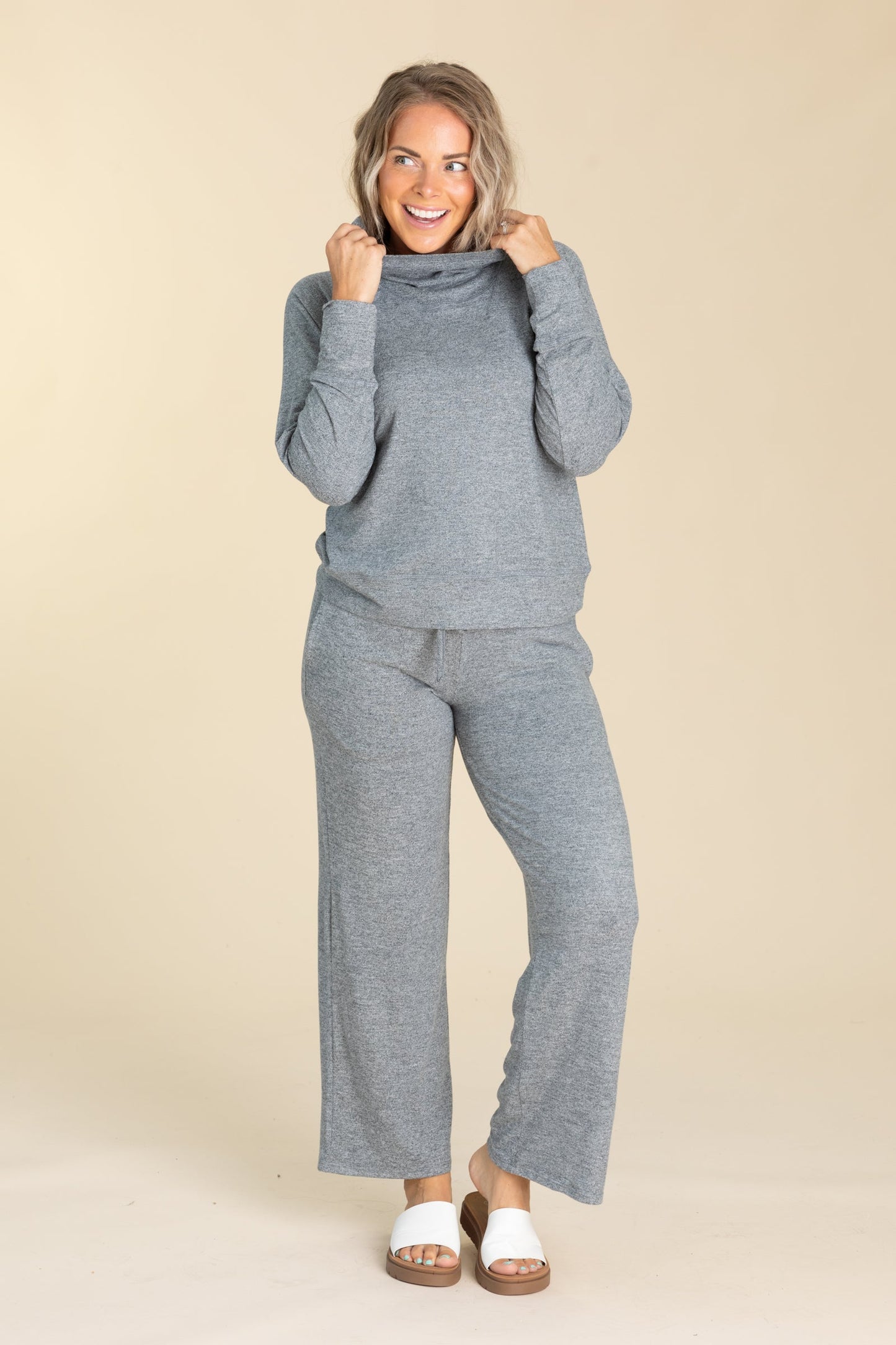 Brushed Hacci Cowl Neck Knit Pullovers