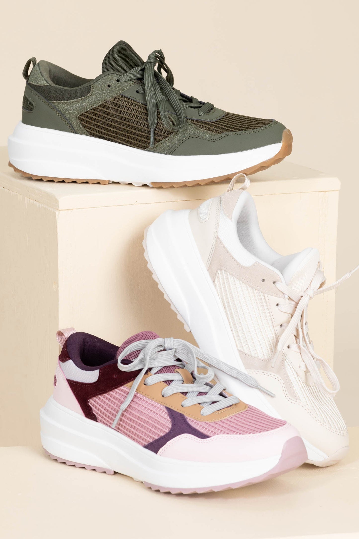 Lace Up Knit Sneakers