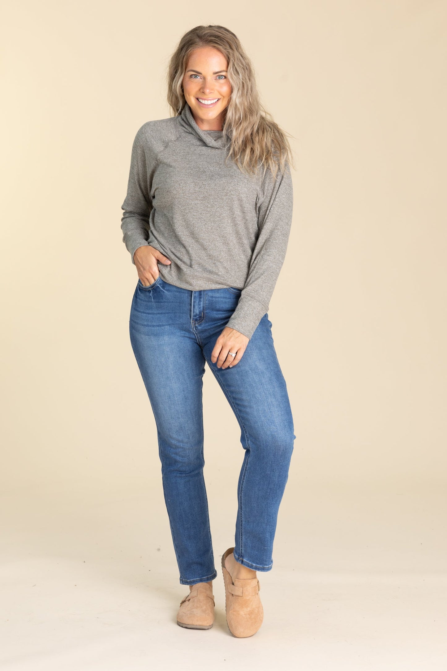 Brushed Hacci Cowl Neck Knit Pullovers