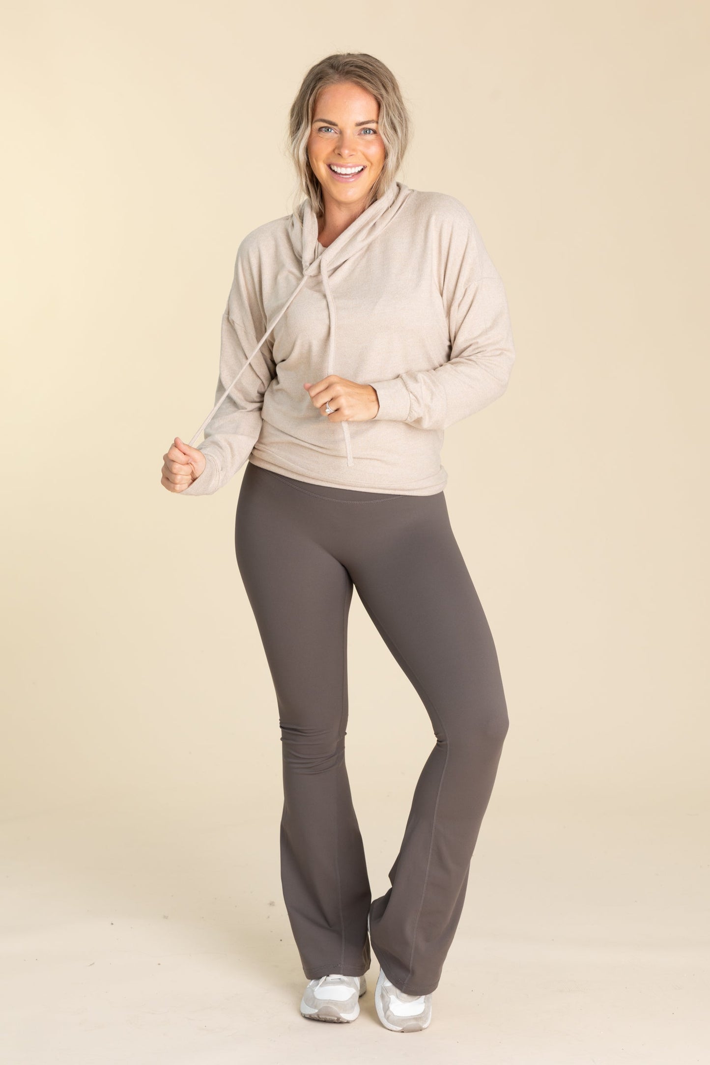 Brushed Cowl Neck Pullover Knit Tops