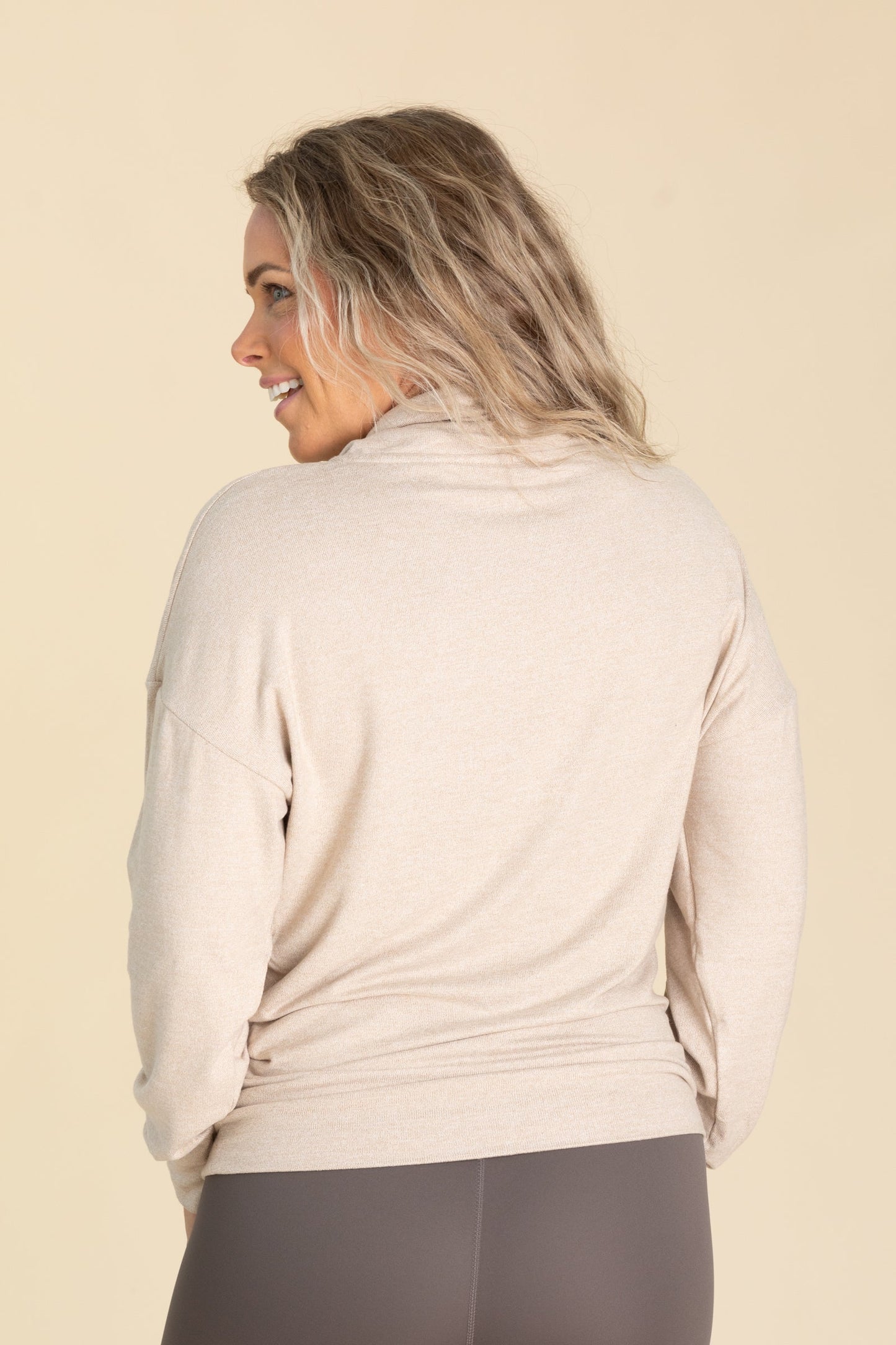 Brushed Cowl Neck Pullover Knit Tops