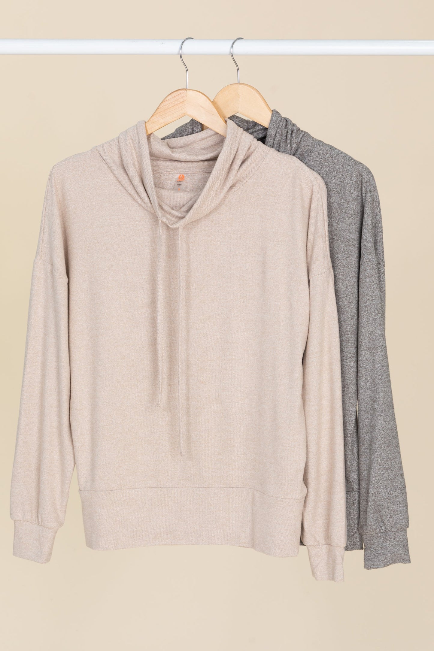 Brushed Cowl Neck Pullover Knit Tops