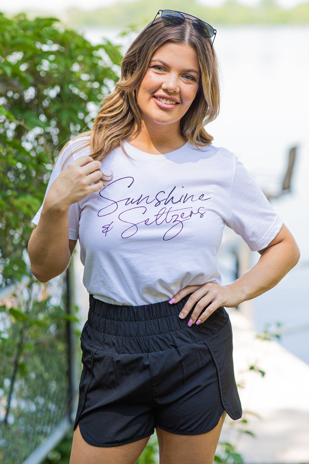 Black Elastic Waist Active Shorts With Lining