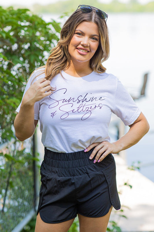 Black Elastic Waist Active Shorts With Lining