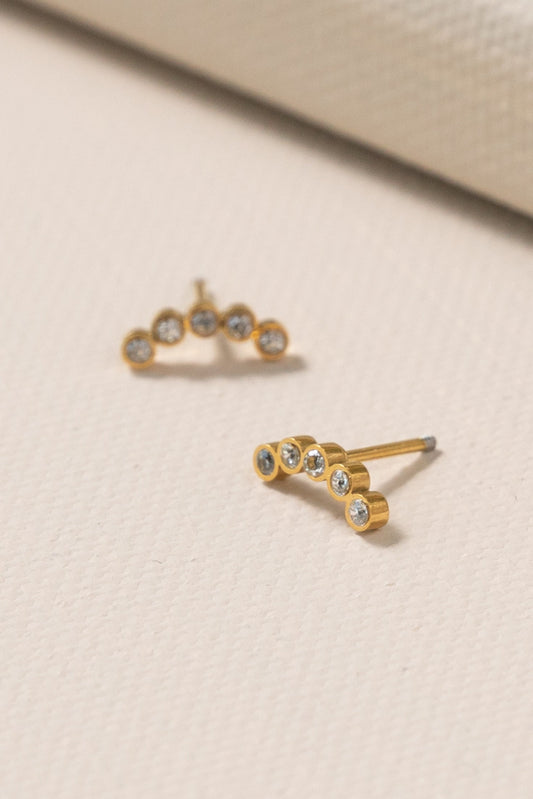 Abigail Gold Sparkle Stud Earrings