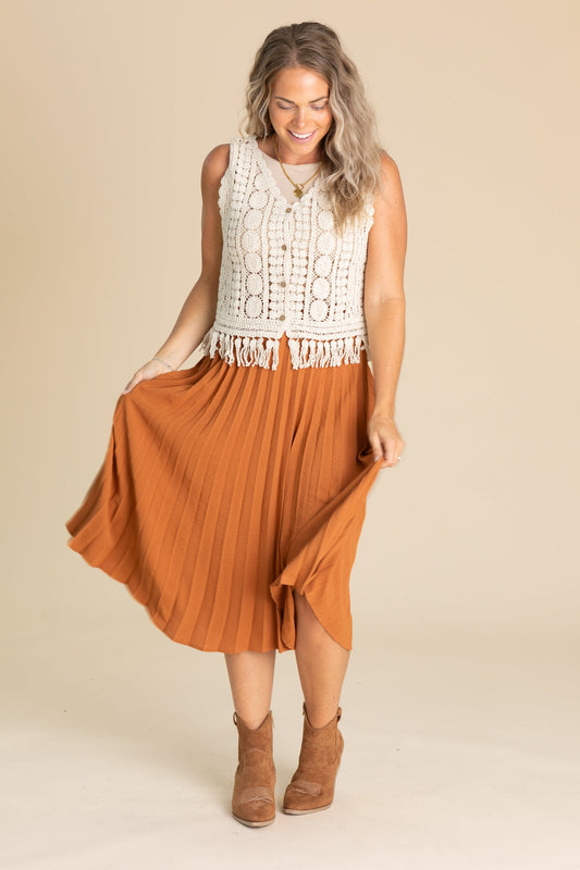 Cinnamon Midi Pleated Skirt