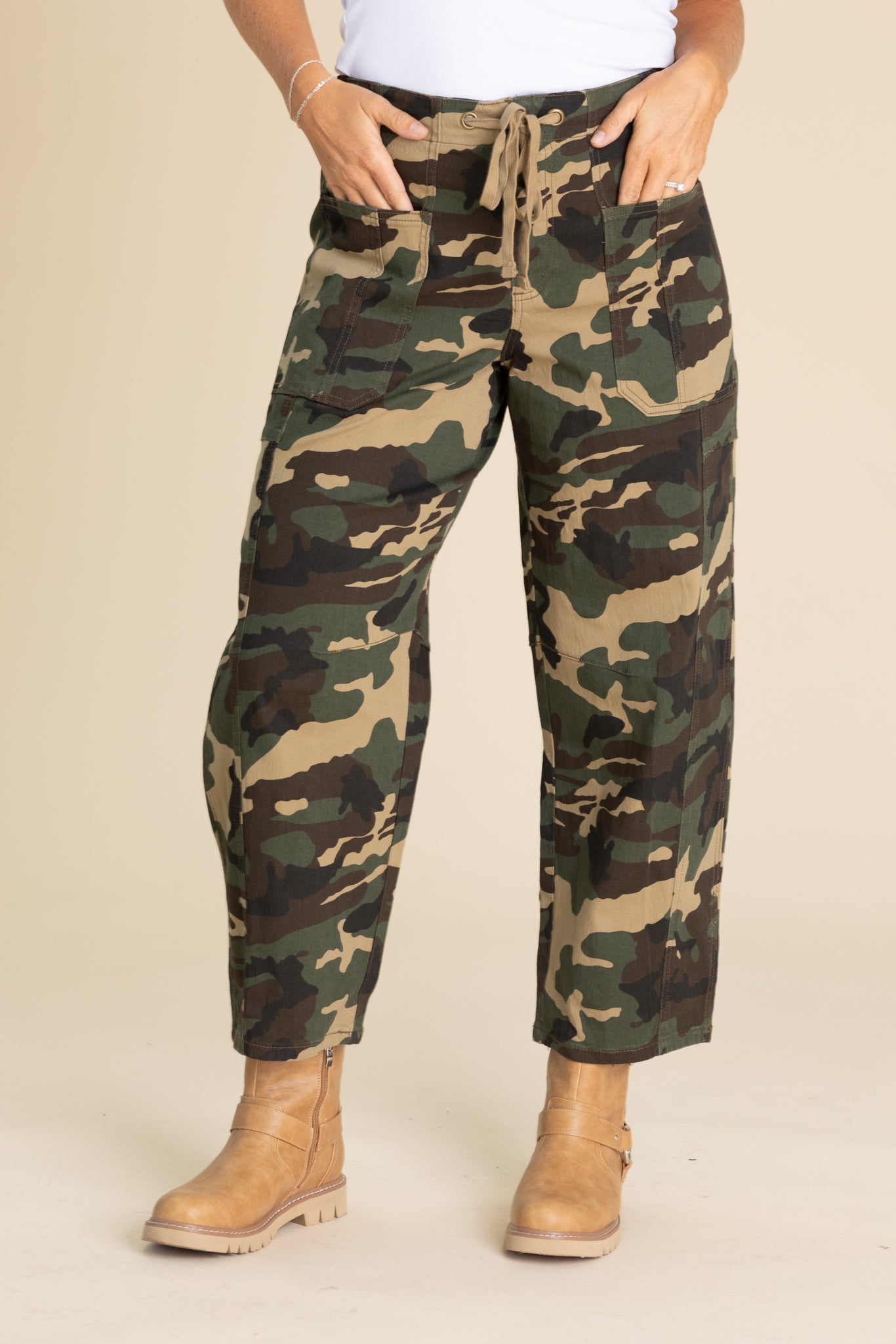 Risen Camo Print Barrel Fit Pants