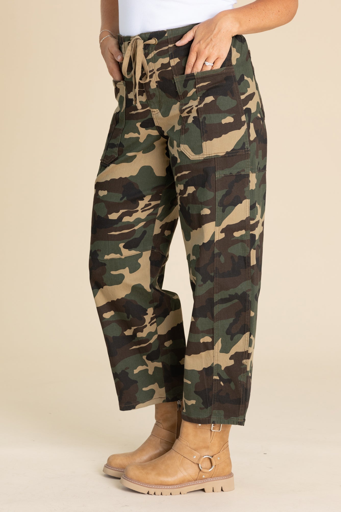 Risen Camo Print Barrel Fit Pants