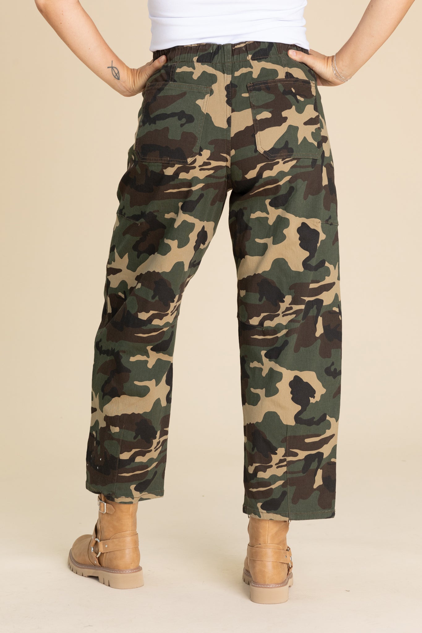 Risen Camo Print Barrel Fit Pants