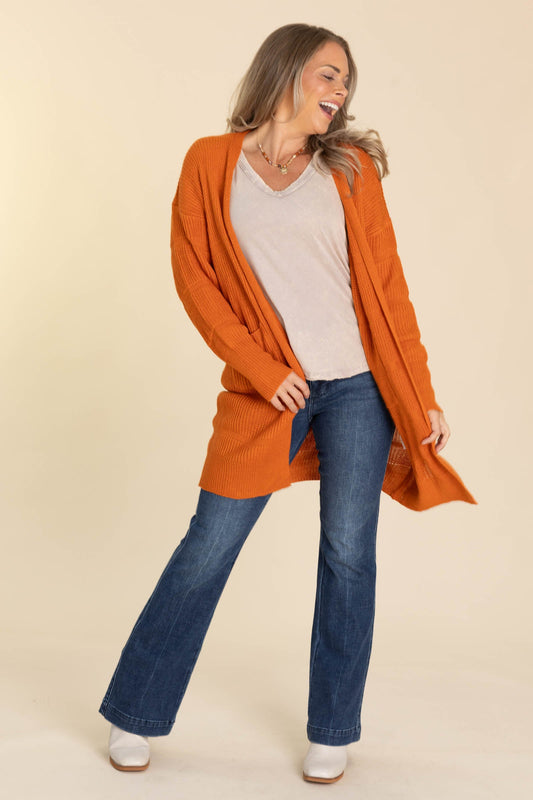 Stripe Textured Open Knit Cardigans